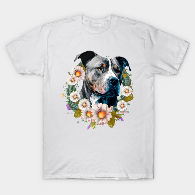 Floral American Pitbull T-Shirt by Chromatic Fusion Studio